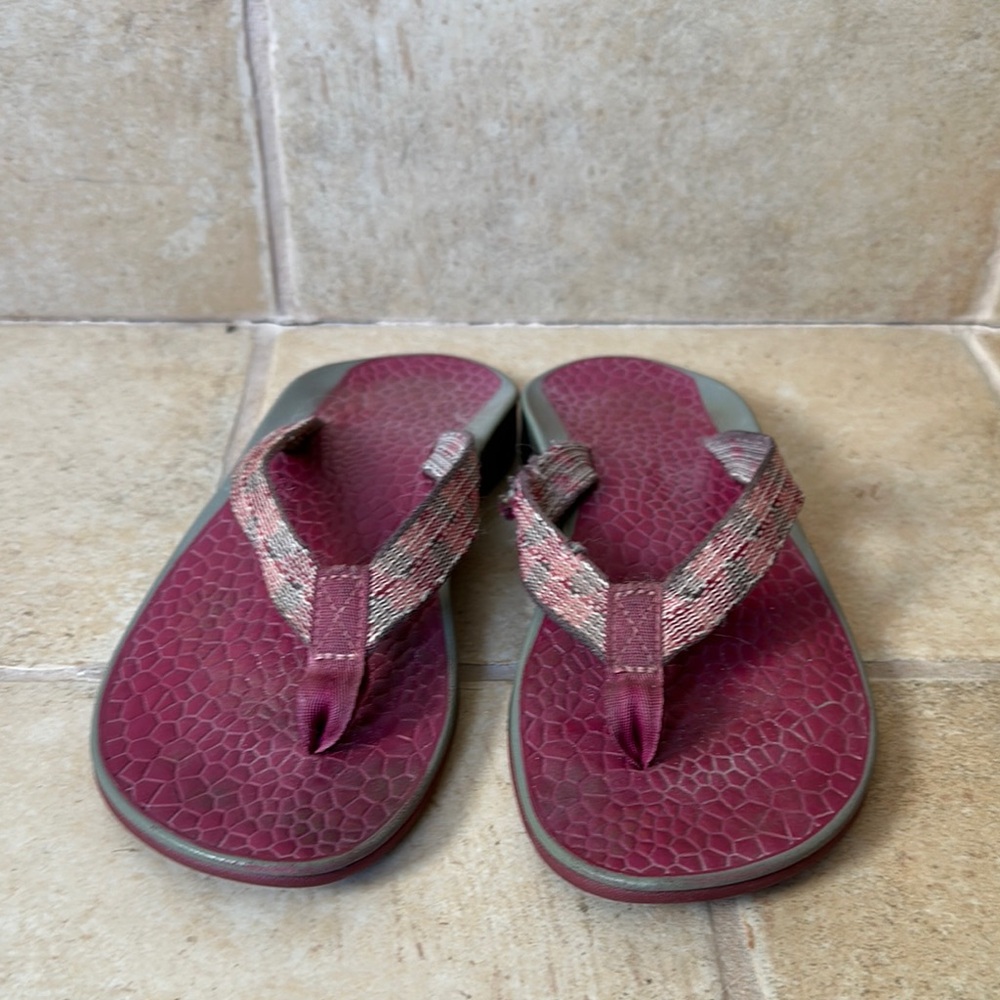 Purple and Gray Flip Flops